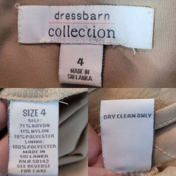 Dressbarn  Womens Gold Shimmer Tiered Ruffle V-Neck‎ Dress Sz 4 Formal Cocktail - Picture 3 of 10